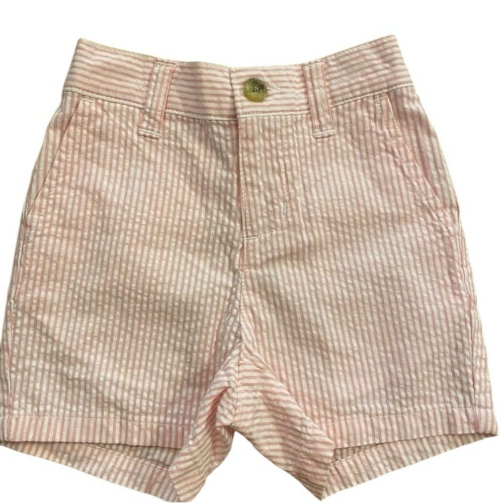 Janie & Jack Shorts pink white striped cotton new 12 -18 months